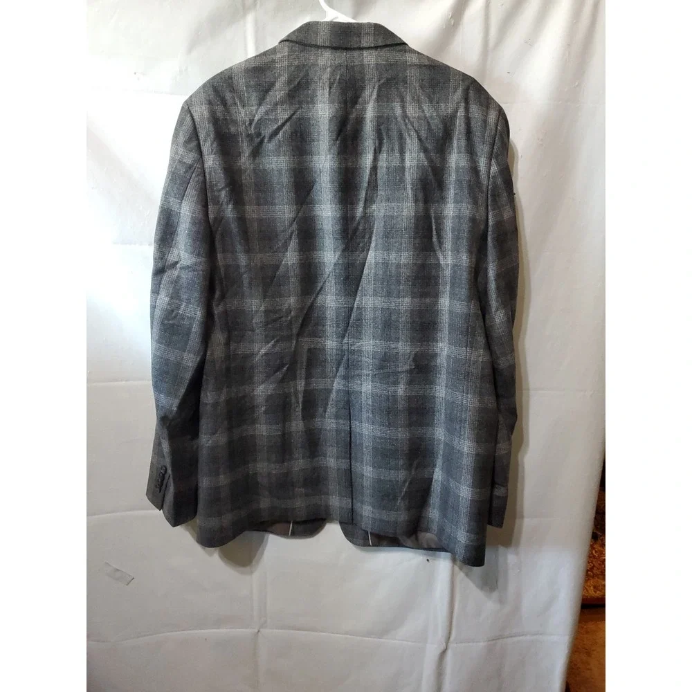 Banana Republic‎ Tessuto Marzotto Italian Wool Gray Plaid Blazer Jacket Size 44L